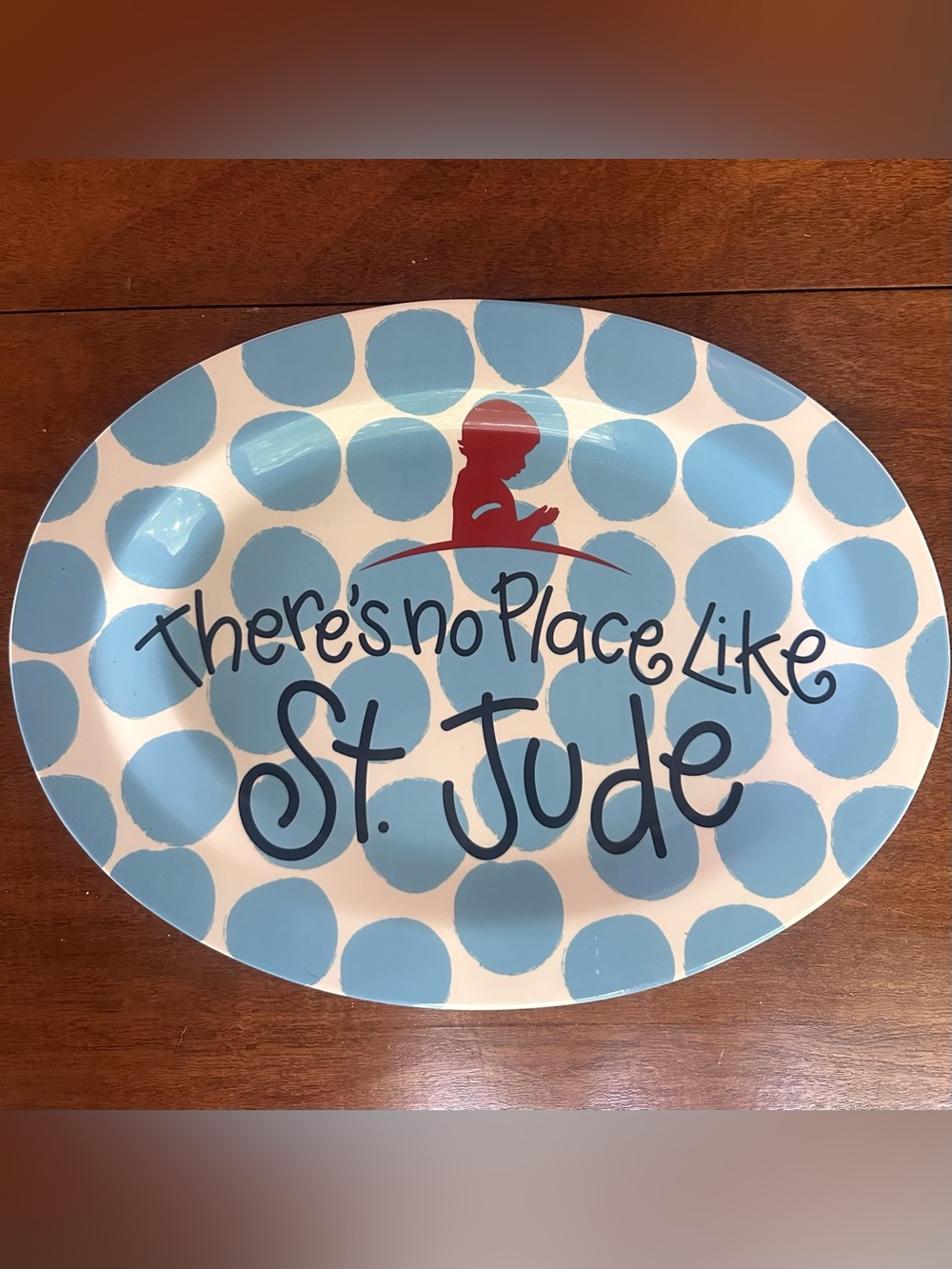 Coton Colors St Jude Platter Polka Dot “No Place Like St Jude” 13.75” Unique